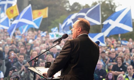 Alex Salmond addresses a pro-independence rally on Calton Hill, Edinburgh