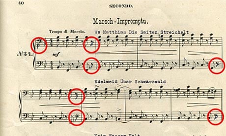 Musical score with code to Nazi Gold