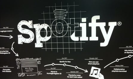 Spotify's lobby at its Stockholm HQ