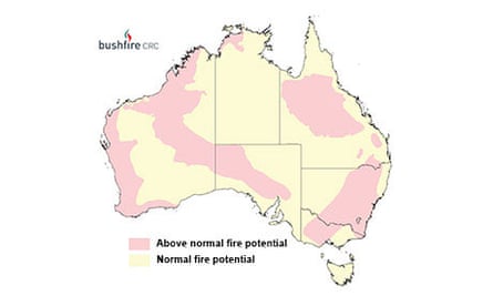 Bushfire CRC map showing fire danger 
