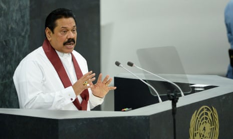 Sri Lankan president Mahinda Rajapaksa speaks at the UN general assembly this week.
