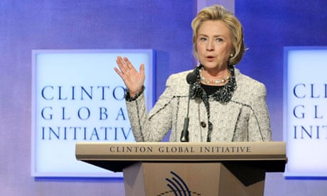 Hillary Clinton speaks at the Clinton Global Initiative in New York