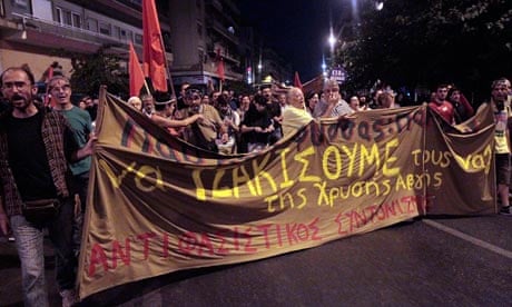 Anti-fascist demonstration rally in Athens