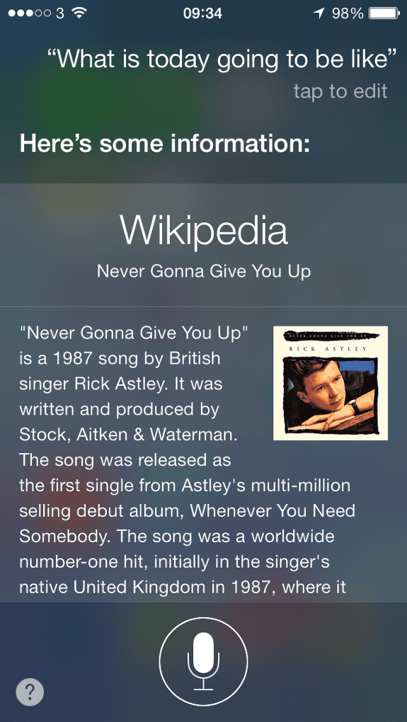 Apple's Siri attempts to 'rickroll' the world with Rick Astley