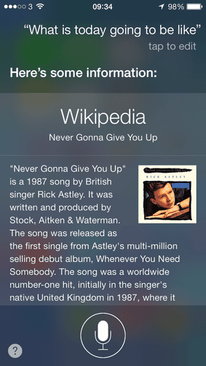 Apple S Siri Attempts To Rickroll The World With Rick Astley Obsession Technology The Guardian