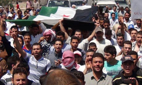 Demonstrators protest against Syria's President Assad in Qara near Damascus