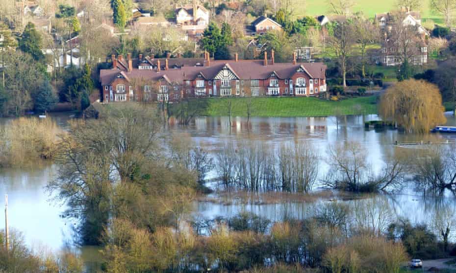 Flooding along The River Thames over Goring & Streatley, in Oxfordshire