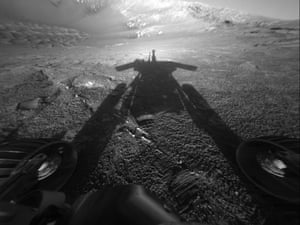 Opportunity catches its shadow.