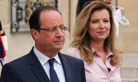 File photo of French President Hollande and first lady Valerie Trierweiler at the Elysee Palace 