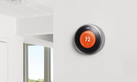 Nest learning thermostat on a wall