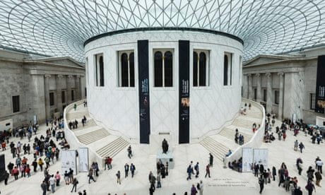Visitors walk through the Great Court inside the British Museum in London
