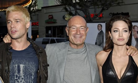 Producer Arnon Milchan with Brad Pitt and Angelina Jolie at the premiere of Mr and Mrs Smith.