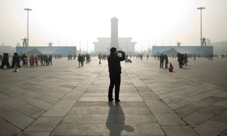 The sights of Tiananmen Square seen through a veil of Beijing smog.