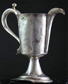A silver jug dating from the 17th century found in a Dorset field
