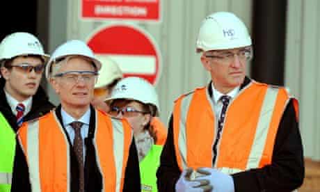 Lord Deighton from the Treasury with Sir David Higgins at the site of a new HS2 station