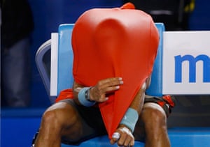 Weekend in pictures: Melbourne, Australia: Rafael Nadal of Spain takes off his shirt during his 