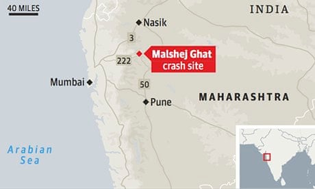 Map showing location of bus crash near Malshej Ghat