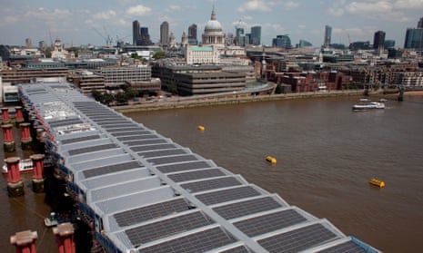 Solar panels on Blackfriars bridge in London