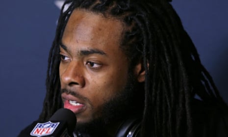 Seattle Seahawks cornerback Richard Sherman faces a pre-Super Bowl inquisition in New Jersey