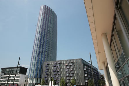 Teetering towers … the Spirit of Stratford rises to 42 storeys on the edge of the Olympic site.