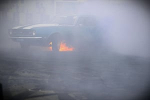 Summernats: Fire is seen under a car 