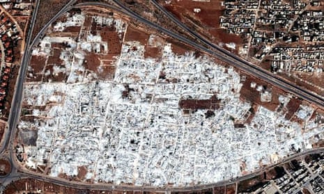 Syria aerial image of destroyed neighbourhood