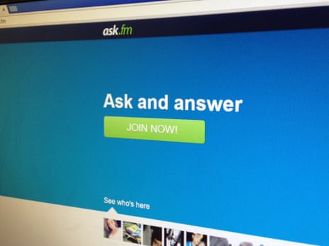 The home page of the website ask.fm.