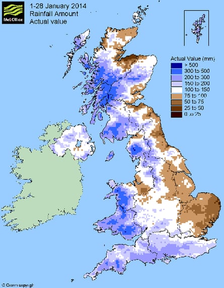 Met Office actual January rainfall