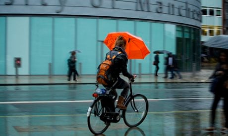 Heavy rain at the University of Manchester