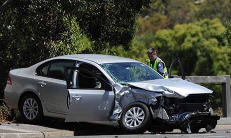 The aftermath of a crash in Melbourne.