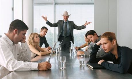 Businessman Talking to Bored Staff in Meeting - meaningful job career article
