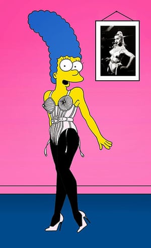 Simpsons erotica: Marge as Madonna dressed in Jean Paul Gaultier