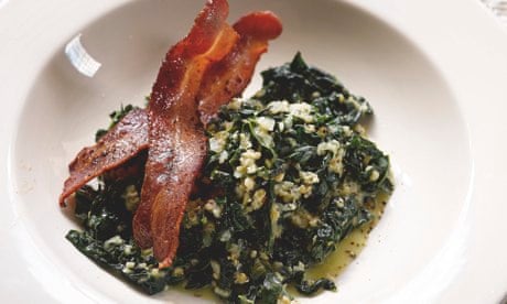 Hugh Fearnley-Whittingstall's savoury porridge with kale and bacon