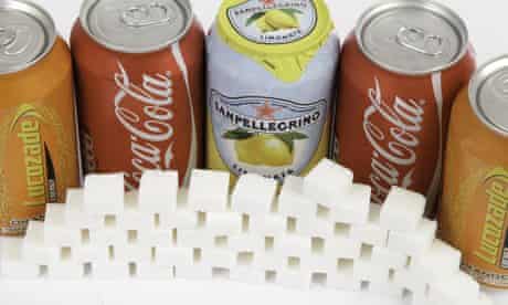 cans of drins and sugar cubes