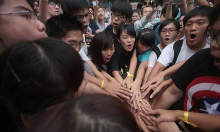 Joshua Wong with activists