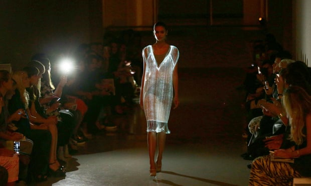 A model shows off Richard Nicoll's 'light dress' design at London Fashion Week.