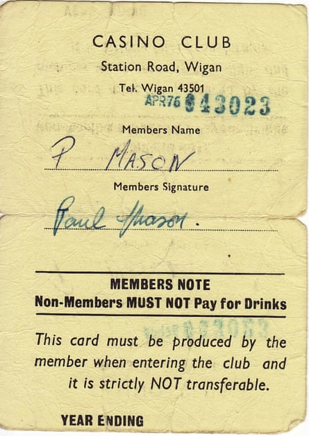 Paul Mason membership card wigan casino