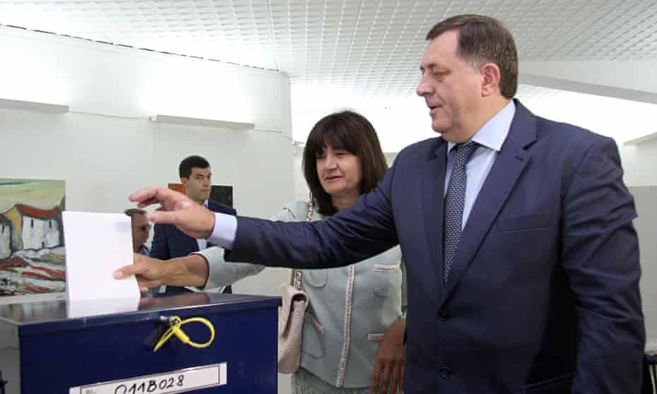 Bosnian Serb leader Milorad Dodik casting his ballot in Banja Luka