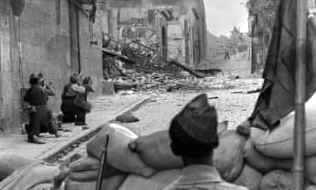 Nationalists and republicans battle during the siege of the Alcázar in Toledo in July 1936.