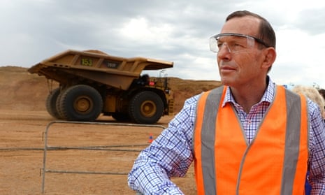 Tony Abbott at the opening of the Caval Ridge Coal Mine in central Queensland on Monday. The mine will produce 5.5m tones a year of metallurgical coal.