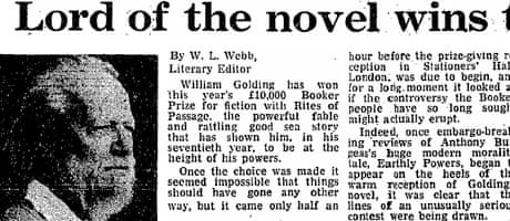 Golding wins Booker prize, 1980