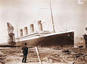 A Belfast shipworker admiring the Olympic