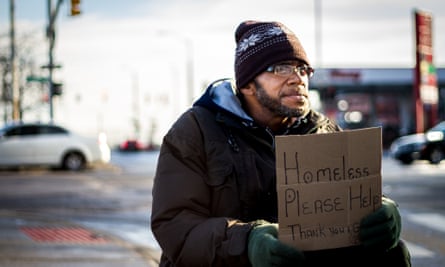 A homeless man in Detroit.