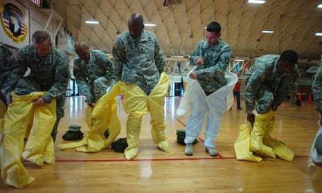 US army soldiers from the 101st Airborne Division  who are earmarked for the fight against Ebola.