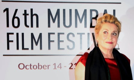 Catherine Deneuve at the opening ceremony of the16th Mumbai Film Festival, where she received a lifetime achievement award.