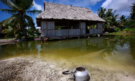 Kiribati house in flood water