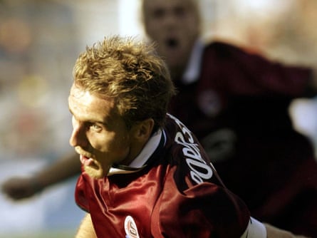 Poborsky celebrates a goal for Sparta Prague in August 2003.