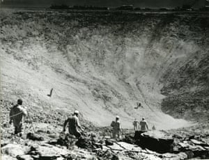 Hydrogen-bomb explosion crater, Yucca Flat, Nevada, 12 October 1967.