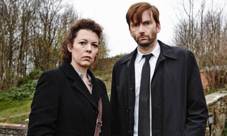 David Tennant as Alec Hardy and Olivia Coleman as Ellie Miller in the ITV/BBC America show Broadchurch