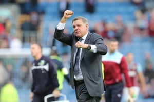 West Ham United Manager Sam Allardyce gives a fist pump to the travelling fans as the Hammers boss, players and fans celebrate their 3-1 win